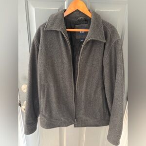 Men’s GAP Wool-Blend Zip Jacket — Charcoal, Quilted Lining, Size L